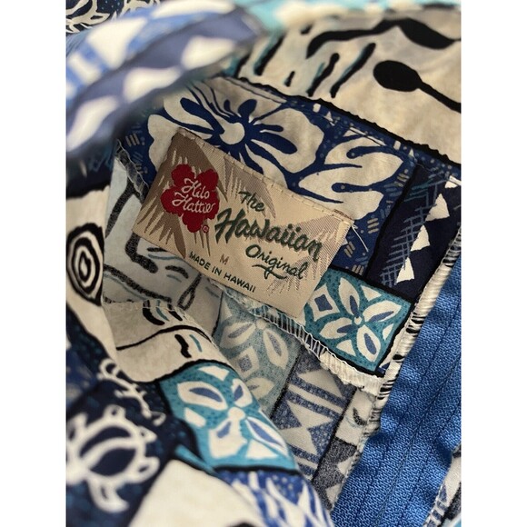 Vintage 1990s Hilo Hattie Blue Hawaiian Floral Printed Cotton Midi Dress - M - Picture 7 of 7